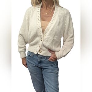 Vintage White Cream Knit Cardigan Coquette Old Money Quiet Luxury